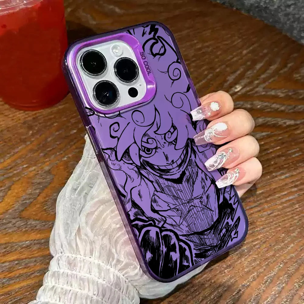 Luffy Gear 5 Sketch Case – Clear Anime Cover (iPhone 11–17, Pro/Max)