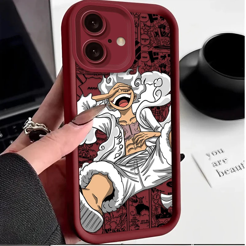 Luffy Gear 5 Manga Case – One Piece Style Cover (iPhone 11–17, Pro/Max)