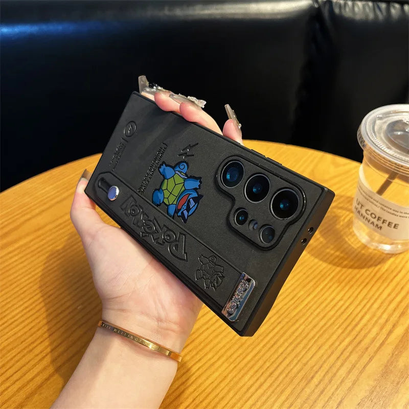 Squirtle Engraved Protective Case – Black/Gray (Samsung S22, S23, S24, S25, Ultra/Plus, A55, A54 & More )