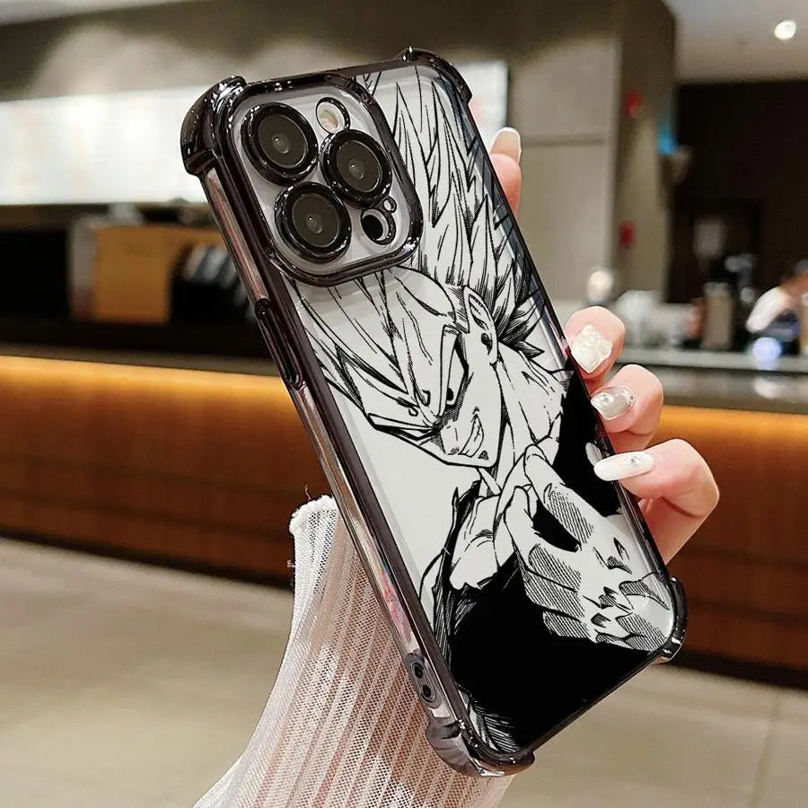 DBZ Mono Art Saiyan Case – Goku & Vegeta (iPhone 11–17, Pro/Max)