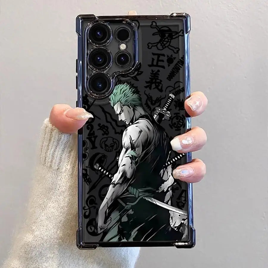 One Piece BladeStorm Case Series – Zoro & Gear 5 Luffy (Samsung S20–S25, Ultra/Plus)