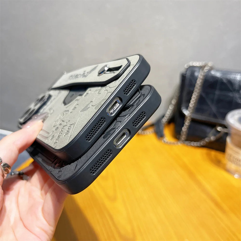 Squirtle Engraved Case With Strap – Black/Gray (iPhone 11–16, Pro/Max)