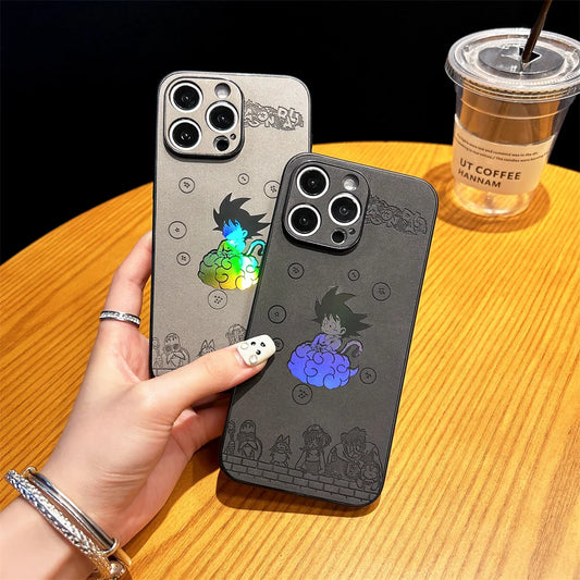Goku Engraved Protective Case – Black/Gray (iPhone 11–17, Pro/Max)