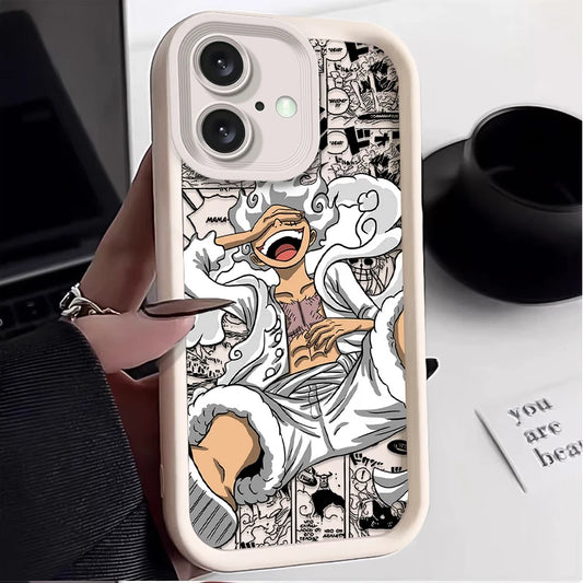 Luffy Gear 5 Manga Case – One Piece Style Cover (iPhone 11–17, Pro/Max)