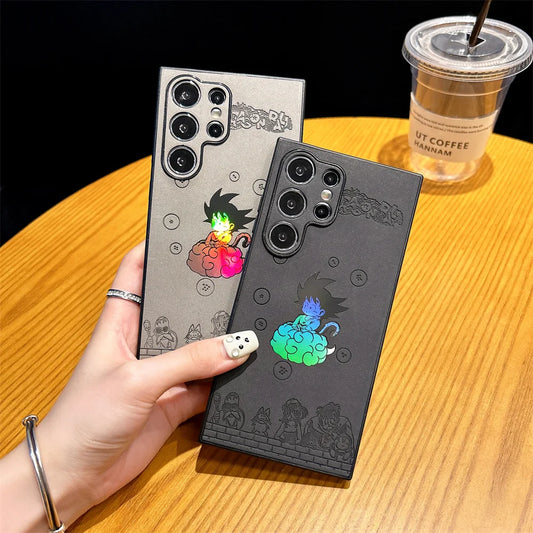 Goku Engraved Protective Case – Black/Gray (Samsung S20–S25, Ultra/Plus)