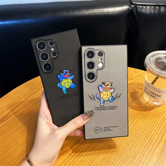 Squirtle Engraved Protective Case – Black/Gray (Samsung S22, S23, S24, S25, Ultra/Plus, A55, A54 & More )