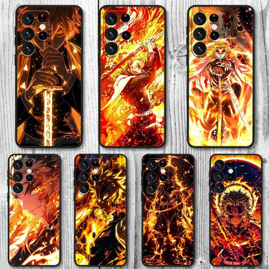Demon Slayer Flame Hashira Inferno Case Series – Multiple Designs (Samsung S20–S25, Ultra/Plus)