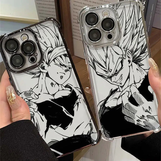 DBZ Mono Art Saiyan Case – Goku & Vegeta (iPhone 11–17, Pro/Max)