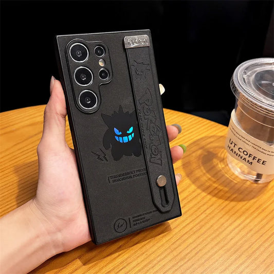 Gengar Engraved Case With Strap– Black/Gray (Samsung S22, S23, S24, S25, Ultra/Plus)