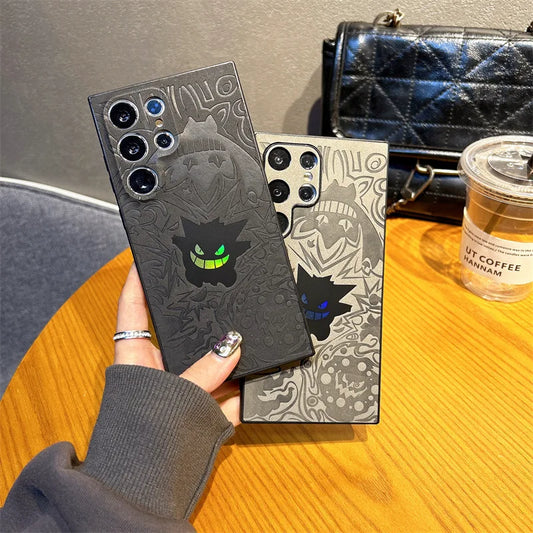Gengar Engraved Protective Case – Black/Gray (Samsung S22, S23, S24, S25, Ultra/Plus, A55, A54 & More )